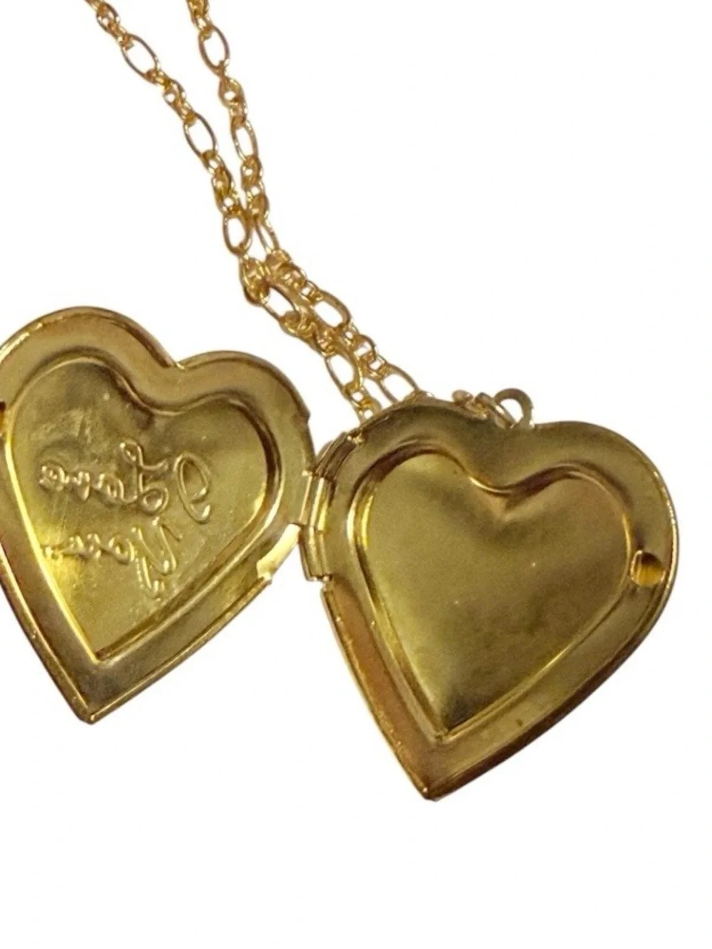 Vintage‎ Oversized I Love You Heart Locket Pendant Necklace, Functional Locket